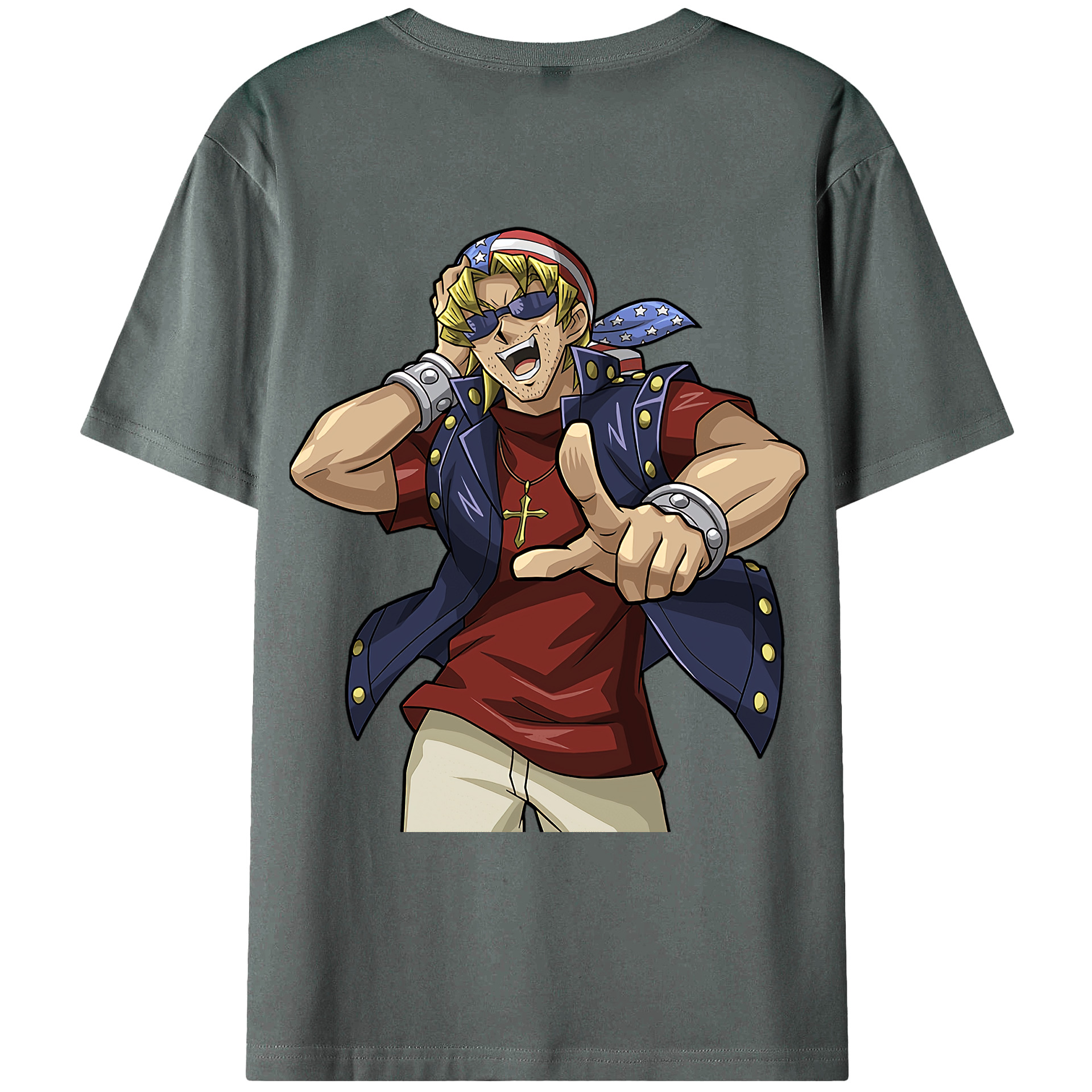 （画像用） 遊☆戯☆王 Yu-Gi-Oh! 綿100％ メンズ半袖Tシャツ（バックプリント） 通気性